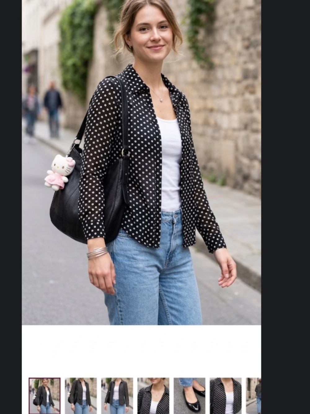 American Vintage Black and White Polka Dot Blouse